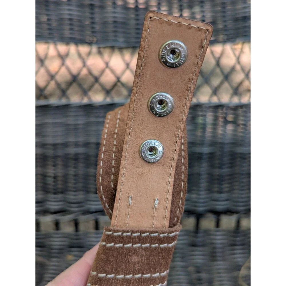 Vintage TANNER Italy Brown Suede Leather Knot Tie Accent Belt Size Large 37